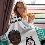 Personalized Just A Boy Who Loves His Dog Soft Blanket Birthday Father's Day Gift for Pet Lover