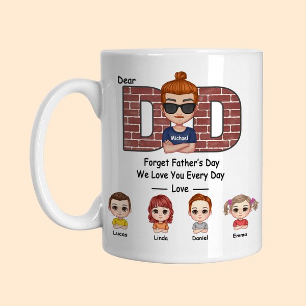 Personlig Dear Dad We Love You Every Day Vit keramisk mugg Fars dag-present till honom