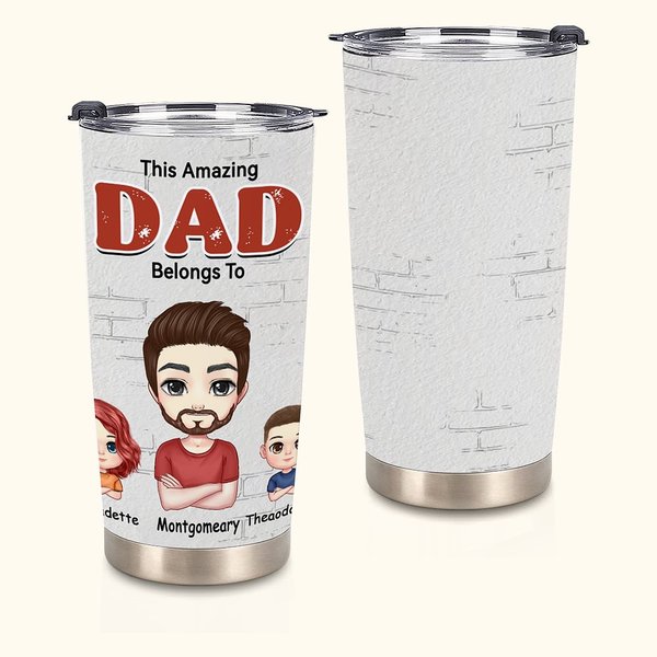 Gepersonaliseerde This Amazing Dad Belongs to 20oz Tumbler voor warme en koude dranken Vaderdag Thanksgiving Day