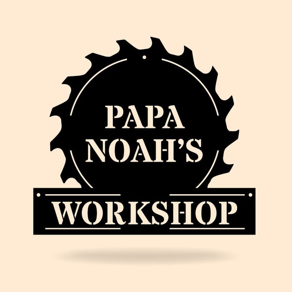 Personalized Papas Workshop Metal Sign Home Decor for Dad Grandfather Father's Day Birthday Anniversary Gift