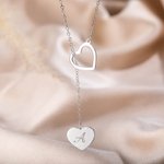 Collier Gravé avec Initiale Personnalisée Collier de Coeur en Argent Sterling Cadeau d'Anniversaire Fête des Mères pour les Femmes