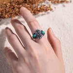 Anillo Personalizado con Inicial de Turquesa Anillo con Logotipo Anillo Estilo Western Joyería con Declaración Regalo de Compromiso