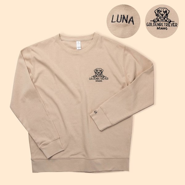 Sweat ou T-shirt Brodé avec Nom de Chien sur la Manche Personnalisé pour Maman Chien Cadeau pour les Amoureux des Chiens