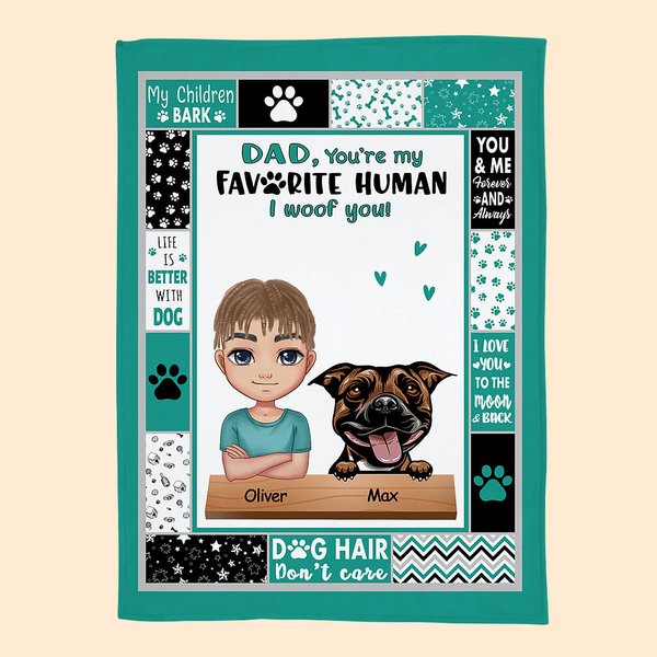 Manta Personalizada Papá Eres Mi Humano Favorito Te Amo Día del Padre Cumpleaños Regalos para Amantes de Perros