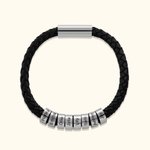 Personalised 1-8 Beads Braided Leather Men's Bracelet with Name Father's Day Birthday Gift for Him