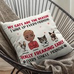 Gepersonaliseerde My Cats Are The Reason I Wake Up Every Morning Werp Kussenhoes voor Cat Lover Sofa Decor