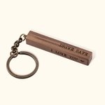 Gepersonaliseerde gegraveerde houten staaf sleutelhanger voor nieuw huis auto cadeau voor mannen vader opa echtgenoot