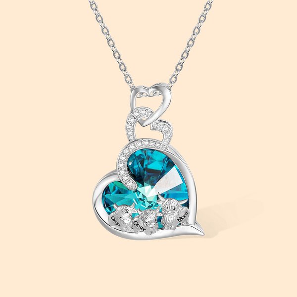 Personalizado Corazón Cristal Highland Vaca Colgante Collar Cumpleaños Aniversario Vaca Joyería Regalo para los amantes de los animales Niñas Amigos Hermanas