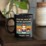 Gepersonaliseerde Dear Dad Awesome Thanks Kid Zwarte Keramische Mok Verjaardag Vaderdag Geschenk voor Man