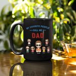 Tasse en céramique noire personnalisée avec noms Anniversaire Cadeau de fête des pères pour homme