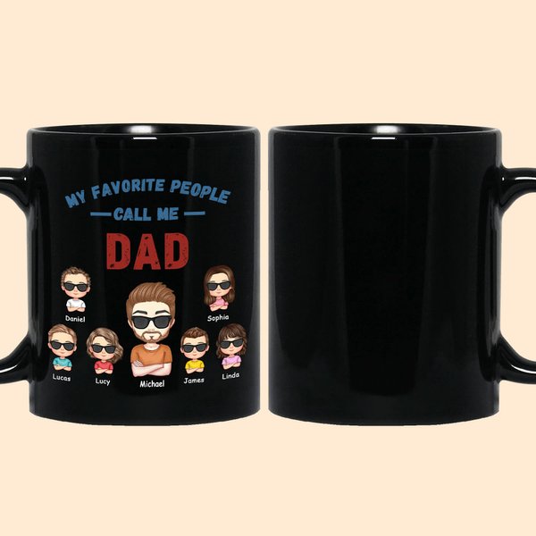 Personalisierte beste Vater und niedliche Kinder schwarzer Keramik-Becher mit Namen Jahrestag Vatertag Geschenk für Mann