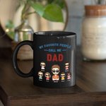 Tasse en céramique noire personnalisée avec noms Anniversaire Cadeau de fête des pères pour homme