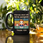 Gepersonaliseerde Dear Dad Awesome Thanks Kid Zwarte Keramische Mok Verjaardag Vaderdag Geschenk voor Man