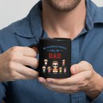 Tasse en céramique noire personnalisée avec noms Anniversaire Cadeau de fête des pères pour homme