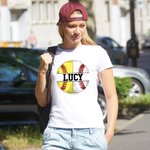 Personalized Softball and Baseball Name Shirt for Mom of Both Sports Short Sleeve Casual Tee