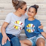 Personalized Softball and Baseball Name Shirt for Mom of Both Sports Short Sleeve Casual Tee