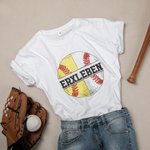 Personalized Softball and Baseball Name Shirt for Mom of Both Sports Short Sleeve Casual Tee