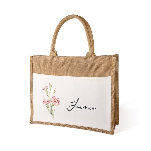 Borsa da spiaggia in lino personalizzata con nome, regalo di laurea per gli amici, regalo di nozze per la damigella d'onore