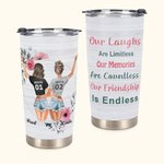 Citation Bestie personnalisée Nos rires sont illimités Nos souvenirs sont innombrables Notre amitié est sans fin Tumbler 20oz Friend Gifts Daily Use