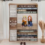 Manta personalizada Always Besties Cool Girl Good Friends Sitting Together para regalo de cumpleaños Regalo de aniversario