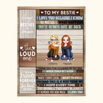 Manta personalizada Always Besties Cool Girl Good Friends Sitting Together para regalo de cumpleaños Regalo de aniversario