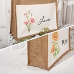 Personalisierte Leinen Jute Geburt Blume Strand Tragetasche mit Namen Geburtstag Hochzeit Geschenk für Frauen