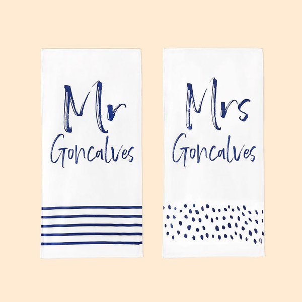 Personalisierte schnell trocknende übergroße Mikrofaser Strandtuch mit Namen Set von 2 Flitterwochen Hochzeit Sommer Urlaub Geschenk für Paar
