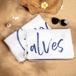 Personalisierte schnell trocknende übergroße Mikrofaser Strandtuch mit Namen Set von 2 Flitterwochen Hochzeit Sommer Urlaub Geschenk für Paar