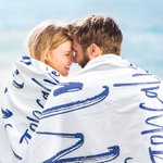 Personalisierte schnell trocknende übergroße Mikrofaser Strandtuch mit Namen Set von 2 Flitterwochen Hochzeit Sommer Urlaub Geschenk für Paar