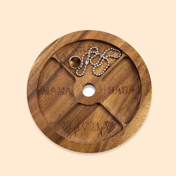 Personalised Deep Walnut Barbell Tray Keys Change Small Items Storage Home Gym Essentials Gifts for Weightlifters Fitness Enthusiast