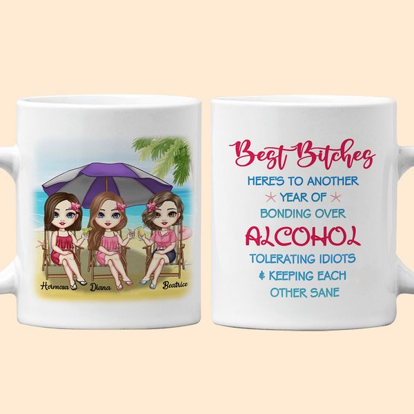 Personalisierte Bestie Zitate beste Schwestern Berufung Sommer für immer Liebe weißer Keramikbecher Geburtstage für Büro und Zuhause