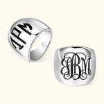 Gepersonaliseerde Minimalistische Monogram Dome Cigar Band Ring met gegraveerde initialen Statement Jewelry Verjaardag Moederdag cadeau voor vrouwen