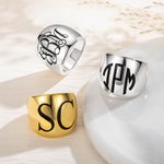 Gepersonaliseerde Minimalistische Monogram Dome Cigar Band Ring met gegraveerde initialen Statement Jewelry Verjaardag Moederdag cadeau voor vrouwen