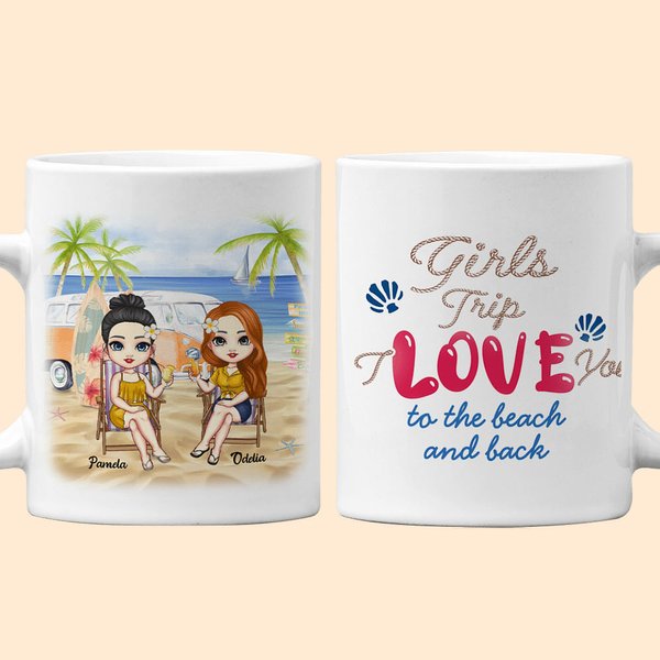 Personalisierte Bestie Zitate Mädchen Reise Liebe einander Strand Berufung Sommer weißer Keramik-Becher Urlaub C-Typ Griff