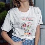 Personalized Soul and Sisters By Heart Bestie Quotes T-shirt for Best Friend Sister Short Sleeve Casual Top Tee