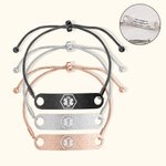 Gepersonaliseerde Medische ID Verstelbare Armband Gegraveerd met Naam Emergency Survival Polsband voor Vrouwen Mannen