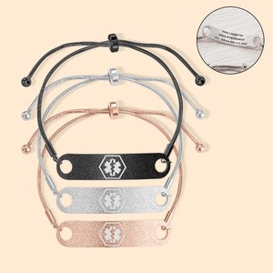 Personalized Medical ID Adjustable Bracelet Engraved with Name Emergency Survival Wristband for Women Men