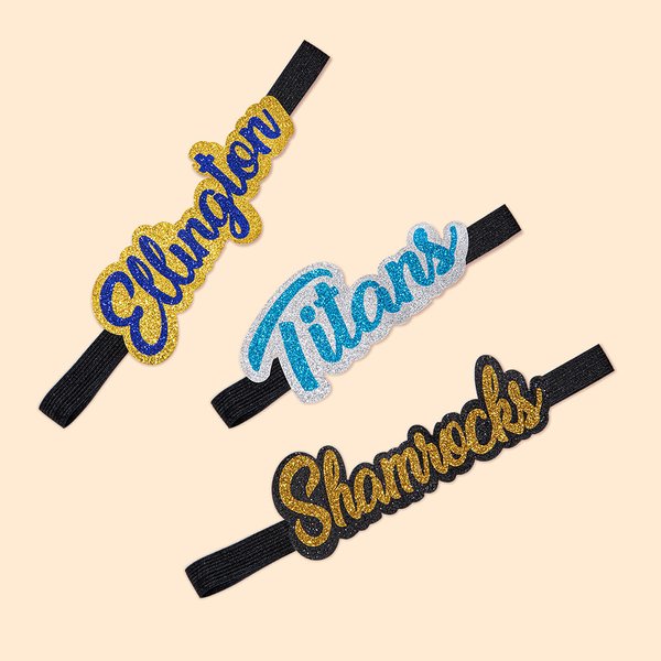 Personalisierte Glitter Name Stretchy Stirnbänder für Jugend Team Sport Schule Tanz Cheer Haar Zubehör
