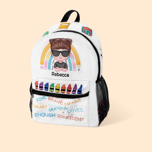 Sac à Dos Personnalisé avec Prénom Desin de Personnage pour Enfant Sac d'École Imperméable Polyvalent de Grand Capacité Cadeau Retour à l'École