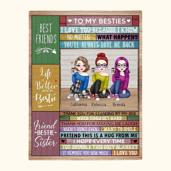 Personalizado Amigos Besties Hermanas Celebrar la Amistad Beber Manta Regalos de Cumpleaños Regalos de Aniversario Mejores Amigos Regalos