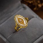 Bague Réglable Personnalisée avec Pierre de Naissance Incrustée sur Base Ovale de Style Vintage Cadeau Anniversaire Fête pour Femme
