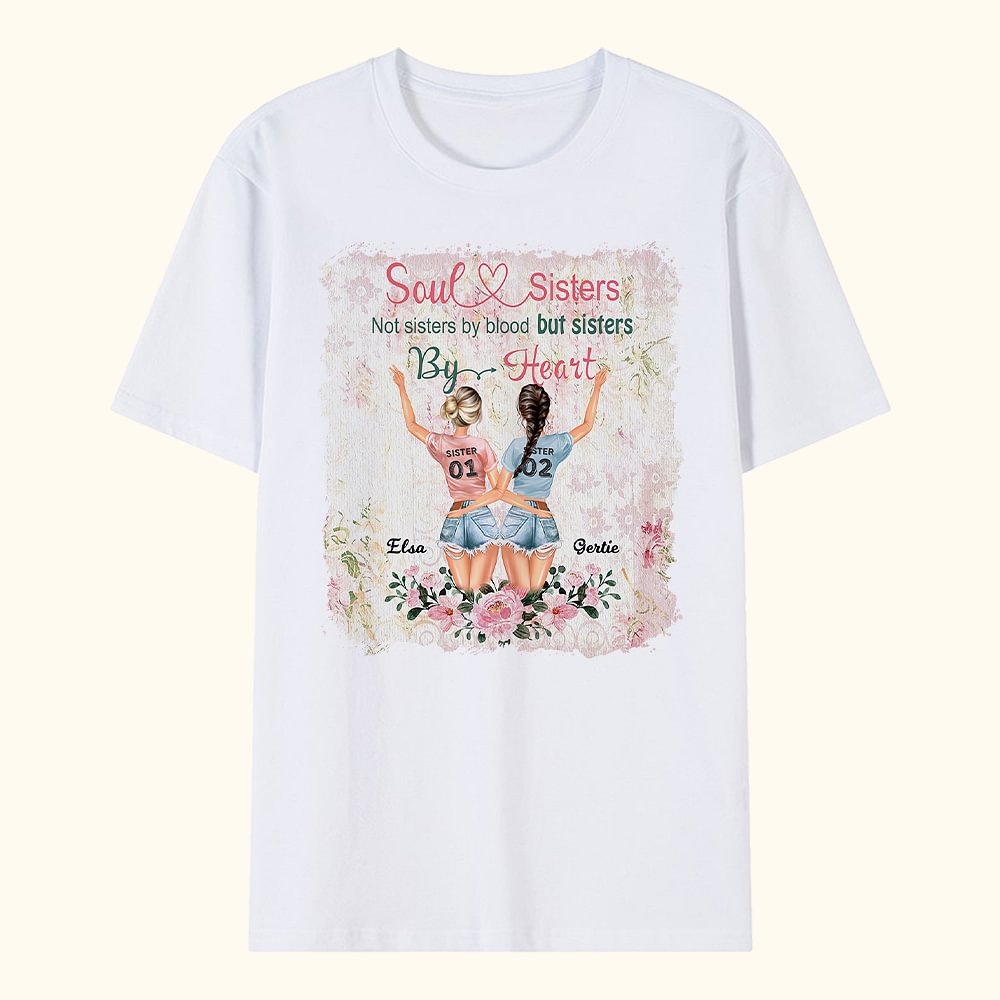 Personalisierte Seele Schwestern Blume Muster Bestie Zitate T-shirt Frauen Freundschaft Geschenke