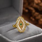 Bague Réglable Personnalisée avec Pierre de Naissance Incrustée sur Base Ovale de Style Vintage Cadeau Anniversaire Fête pour Femme