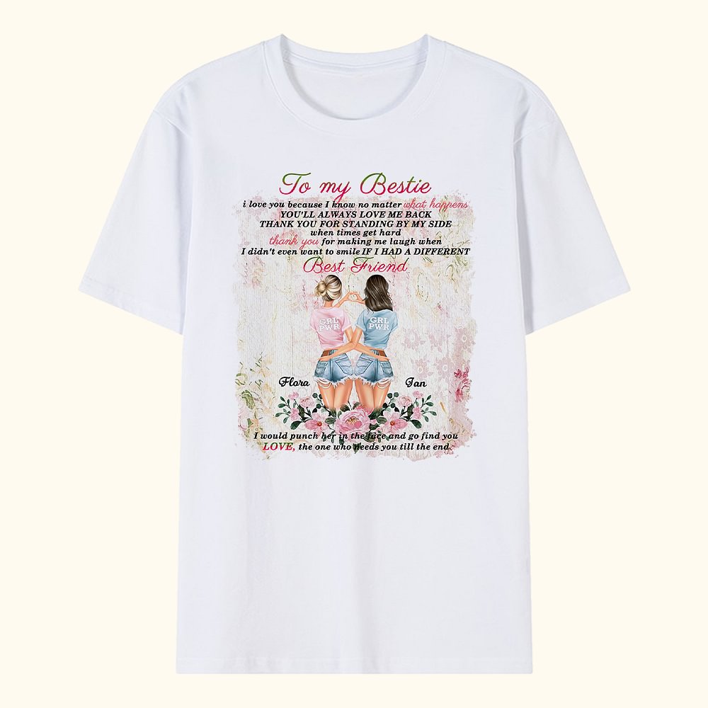 Personalisierte zu meinem Bestie Liebe Blume Muster Design Bestie Zitate T-Shirt Freundschaft beste Schwestern Geschenk