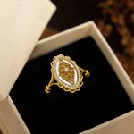 Bague Réglable Personnalisée avec Pierre de Naissance Incrustée sur Base Ovale de Style Vintage Cadeau Anniversaire Fête pour Femme