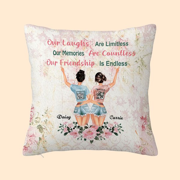 Personalized Our Memories are Countless Throw Pillow Cover Best Friend Gift Besties Gift Bedroom Decor