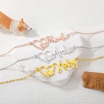 Personligt Sterling Silver Hjärta Hund Katt Tass Halsband med Namn för Djurälskare