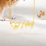 Personligt Sterling Silver Hjärta Hund Katt Tass Halsband med Namn för Djurälskare