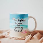 Personlig Inte systrar av blod men systrar av hjärta Girls Trip Vit keramik kaffemugg Besties vänner gåvor