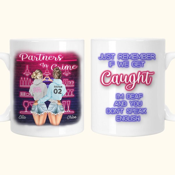Tazza personalizzata in ceramica bianca per sorelle da 11 oz. o 15 oz.